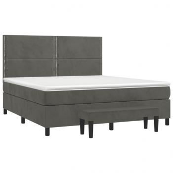 Boxspringbett mit Matratze Dunkelgrau 180x200 cm Samt