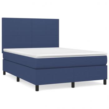 Boxspringbett mit Matratze Blau 140x200 cm Stoff