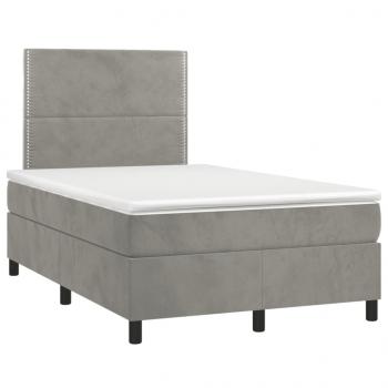 Boxspringbett mit Matratze & LED Hellgrau 120x200 cm Samt