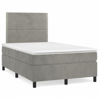 Boxspringbett mit Matratze Hellgrau 120x200 cm Samt