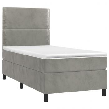 Boxspringbett mit Matratze Hellgrau 100x200 cm Samt