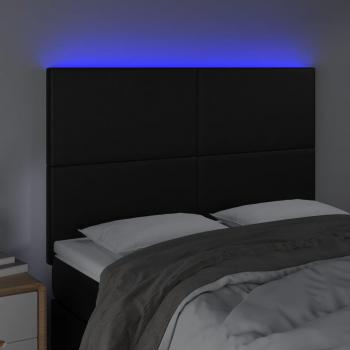 LED Kopfteil Schwarz 144x5x118/128 cm Kunstleder