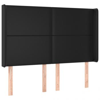 LED Kopfteil Schwarz 147x16x118/128 cm Kunstleder