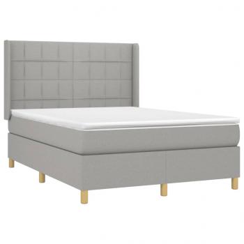 Boxspringbett mit Matratze Hellgrau 140x190 cm Stoff