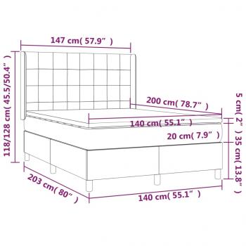 Boxspringbett mit Matratze Hellgrau 140x200 cm Stoff