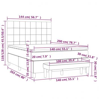 Boxspringbett mit Matratze Hellgrau 140x200 cm Stoff