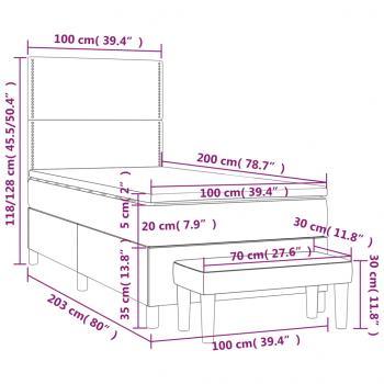 Boxspringbett mit Matratze Hellgrau 100x200 cm Samt