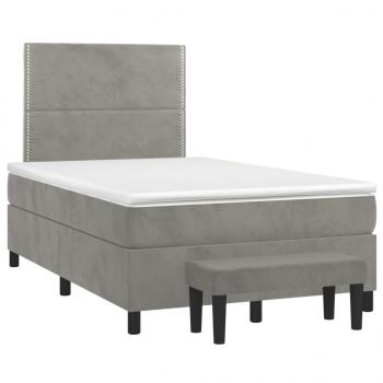 Boxspringbett mit Matratze Hellgrau 120x200 cm Samt