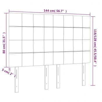 LED Kopfteil Hellgrau 144x5x118/128 cm Stoff