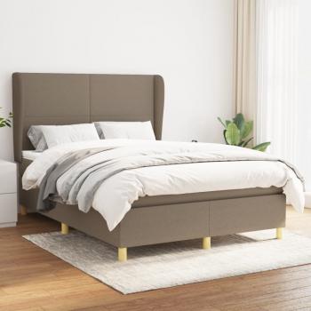 ARDEBO.de - Boxspringbett mit Matratze Taupe 140x190 cm Stoff