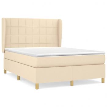 Boxspringbett mit Matratze Creme 140x190 cm Stoff