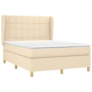 Boxspringbett mit Matratze Creme 140x190 cm Stoff