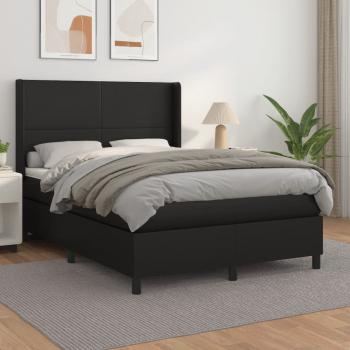 ARDEBO.de - Boxspringbett mit Matratze Schwarz 140x190 cm Kunstleder