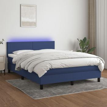 ARDEBO.de - Boxspringbett mit Matratze & LED Blau 140x190 cm Stoff