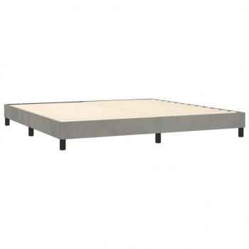 Boxspringbett mit Matratze & LED Hellgrau 200x200 cm Samt