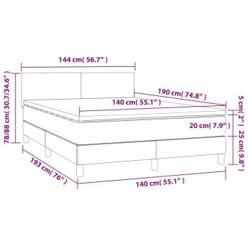 Boxspringbett mit Matratze & LED Taupe 140x190 cm Stoff