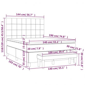 Boxspringbett mit Matratze Hellgrau 140x190 cm Stoff