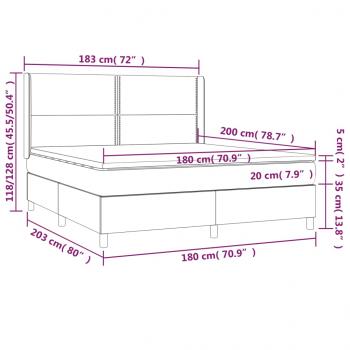 Boxspringbett mit Matratze & LED Dunkelgrau 180x200 cm Samt