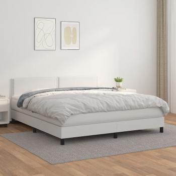 ARDEBO.de - Boxspringbett mit Matratze Weiß 160x200 cm Kunstleder