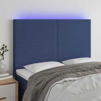 ARDEBO.de - LED Kopfteil Blau 144x5x118/128 cm Stoff