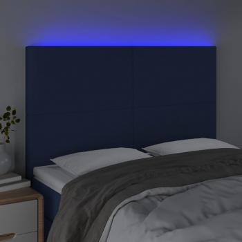 LED Kopfteil Blau 144x5x118/128 cm Stoff