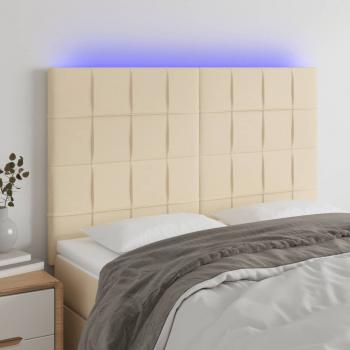 ARDEBO.de - LED Kopfteil Creme 144x5x118/128 cm Stoff