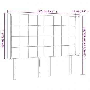 LED Kopfteil Creme 147x16x118/128 cm Stoff