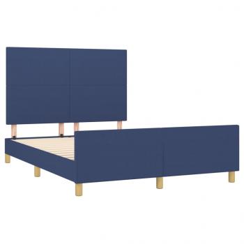 Bettgestell mit Kopfteil Blau 140x190 cm Stoff