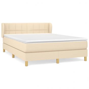 Boxspringbett mit Matratze Creme 140x190 cm Stoff