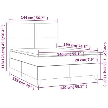 Boxspringbett mit Matratze & LED Blau 140x190 cm Stoff