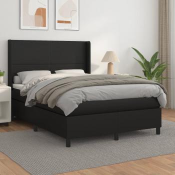 ARDEBO.de - Boxspringbett mit Matratze Schwarz 140x200 cm Kunstleder