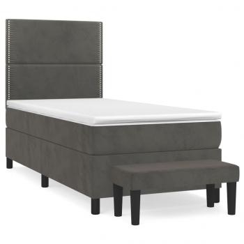 Boxspringbett mit Matratze Dunkelgrau 90x190 cm Samt