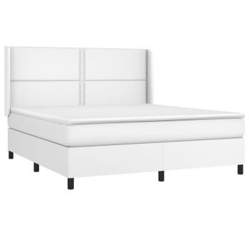 Boxspringbett mit Matratze & LED Weiß 160x200 cm Kunstleder