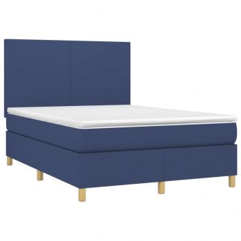 Boxspringbett mit Matratze Blau 140x190 cm Stoff