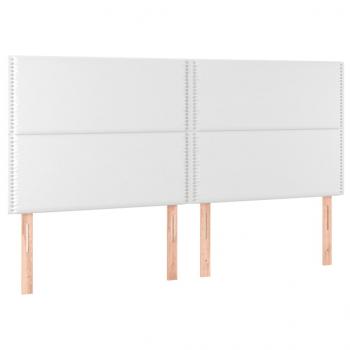 LED Kopfteil Weiß 160x5x118/128 cm Kunstleder