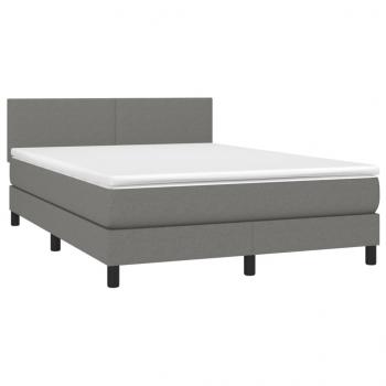 Boxspringbett mit Matratze Dunkelgrau 140x190 cm Stoff