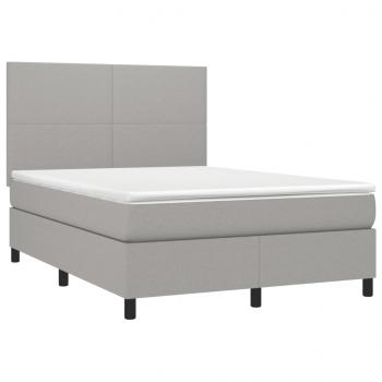 Boxspringbett mit Matratze Hellgrau 140x190 cm Stoff