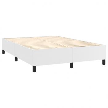 Boxspringbett mit Matratze & LED Weiß 140x200 cm Kunstleder