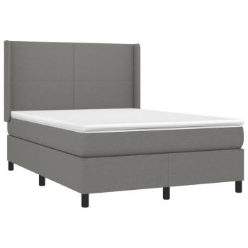 Boxspringbett mit Matratze & LED Dunkelgrau 140x190 cm Stoff