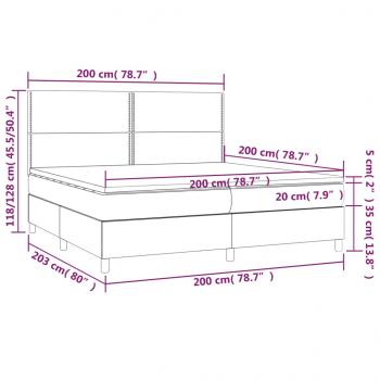 Boxspringbett mit Matratze & LED Dunkelgrün 200x200 cm Samt