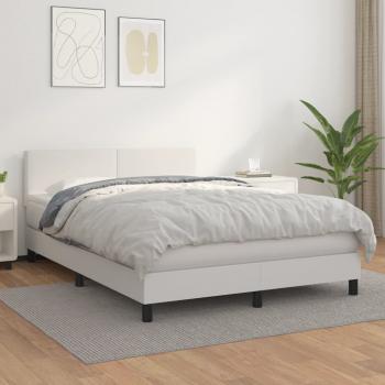 ARDEBO.de - Boxspringbett mit Matratze Weiß 140x190 cm Kunstleder