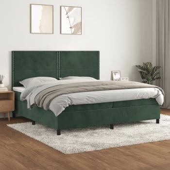 ARDEBO.de - Boxspringbett mit Matratze Dunkelgrün 200x200 cm Samt