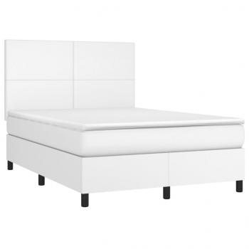 Boxspringbett mit Matratze Weiß 140x200 cm Kunstleder