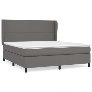 Boxspringbett mit Matratze Grau 160x200 cm Kunstleder