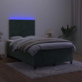 Boxspringbett mit Matratze & LED Dunkelgrün 120x200 cm Samt