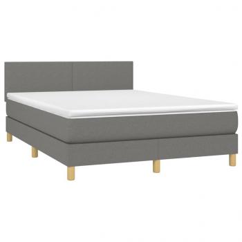 Boxspringbett mit Matratze & LED Dunkelgrau 140x190 cm Stoff