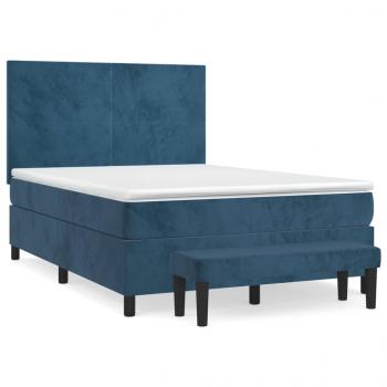 Boxspringbett mit Matratze Dunkelblau 140x190 cm Samt