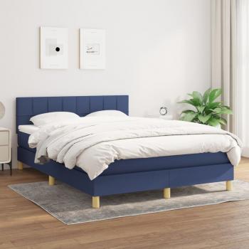 ARDEBO.de - Boxspringbett mit Matratze Blau 140x190 cm Stoff