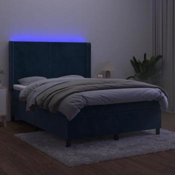 Boxspringbett mit Matratze & LED Dunkelblau 140x190 cm Samt