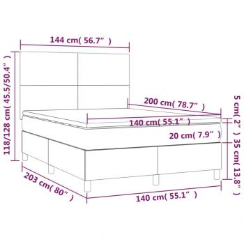 Boxspringbett mit Matratze Dunkelblau 140x200 cm Samt